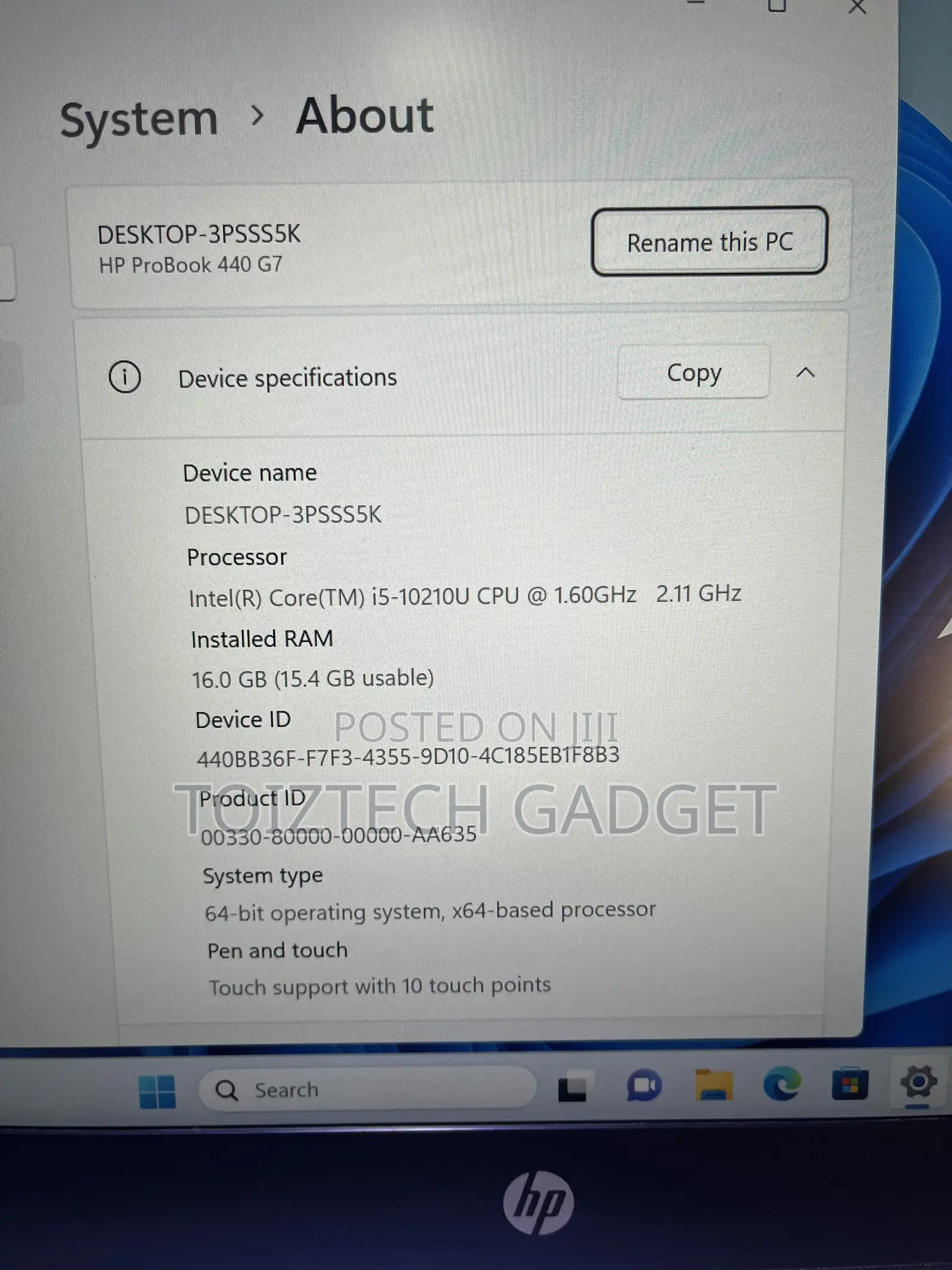 Laptop HP ProBook 440 G7 8GB Intel Core i5 SSD 256GB
