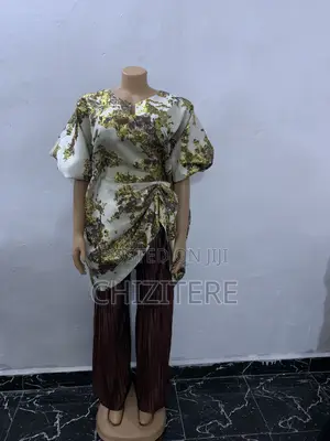 Sunray Slight Pallazo Trouser Damask Bubu (To Piece Set)