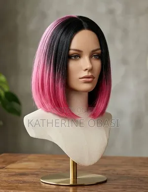 Two Tone Color Bob Wig (Pink and Black)