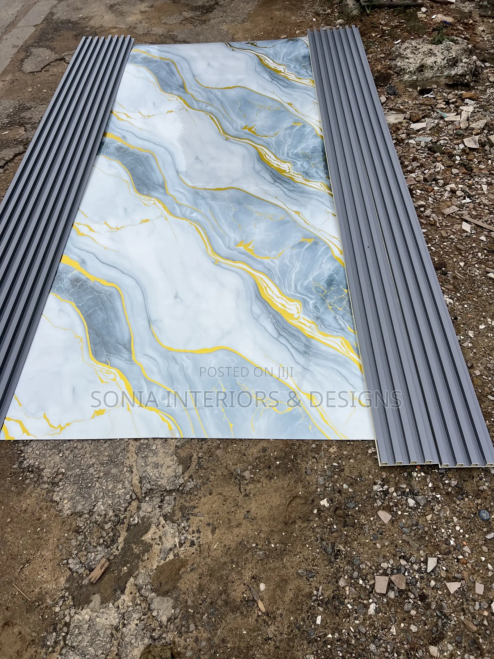 Tv Fluted Panel With Marble Sheet Combo