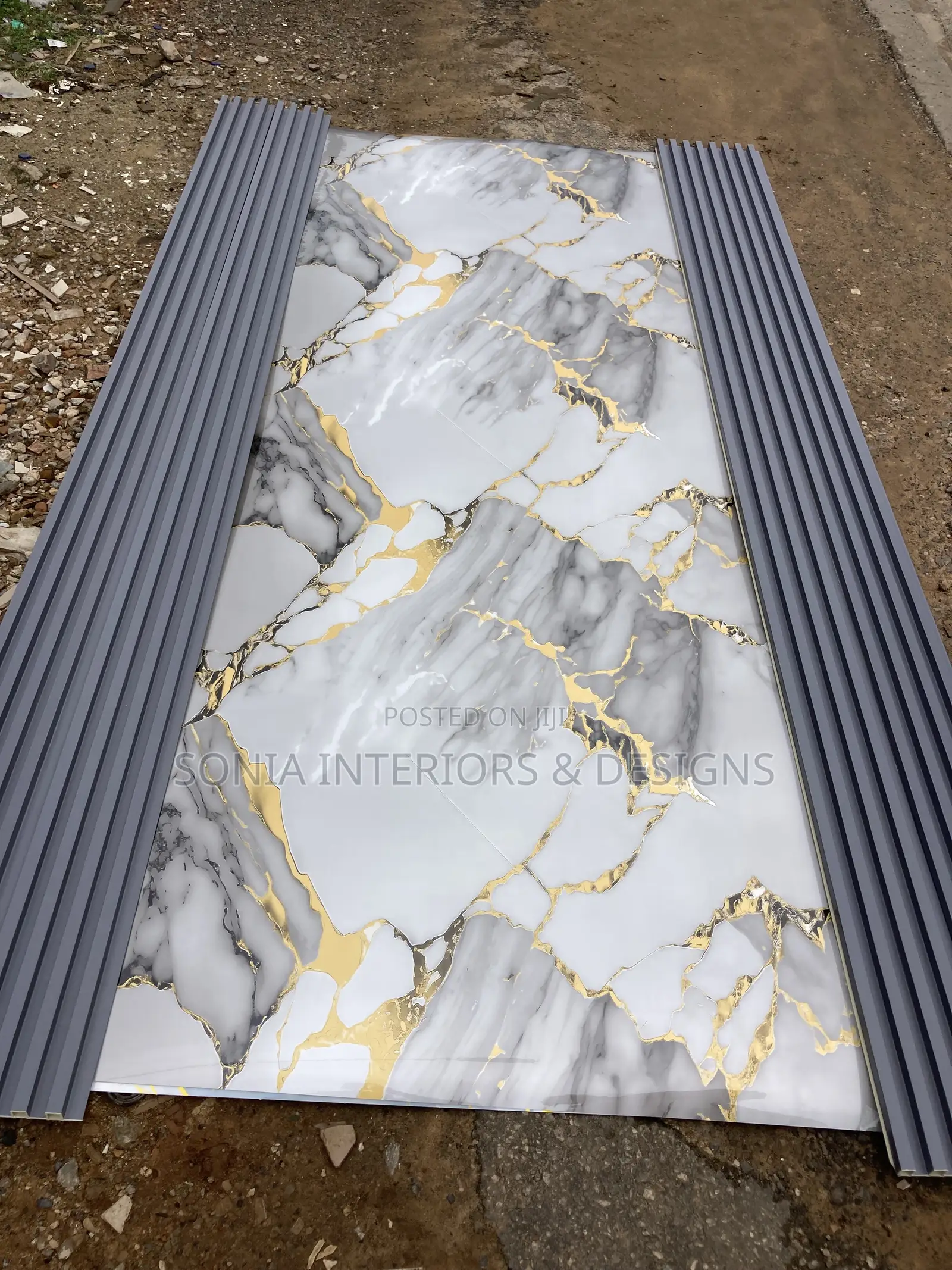 Tv Fluted Panel With Marble Sheet Combo