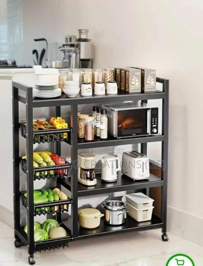 Heavy-duty Kitchen Storage Organizer Rack With Pull-out Baskets Wheels