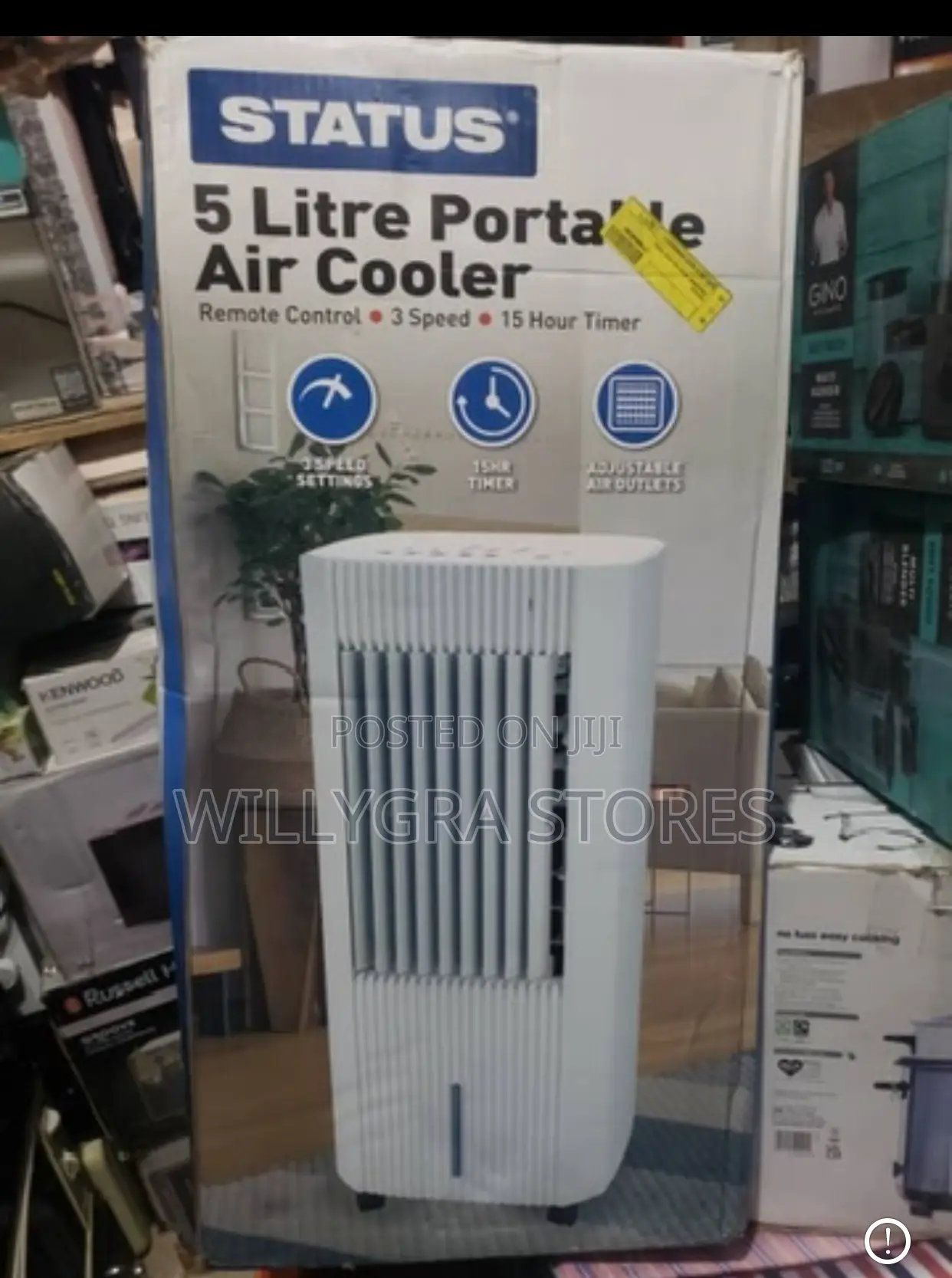 Status 5 Litre Air Cooler - White - 3 Speed Settings