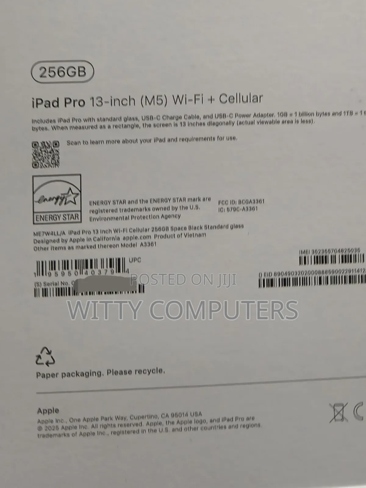 New Apple iPad Pro 256 GB Black