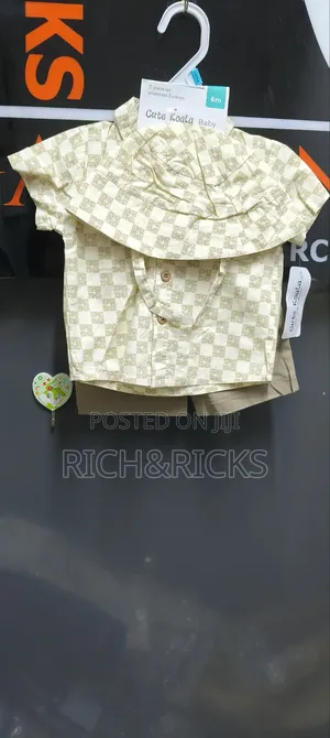 3-Piece Checkered Button-Down, Shorts Sun Hat Set