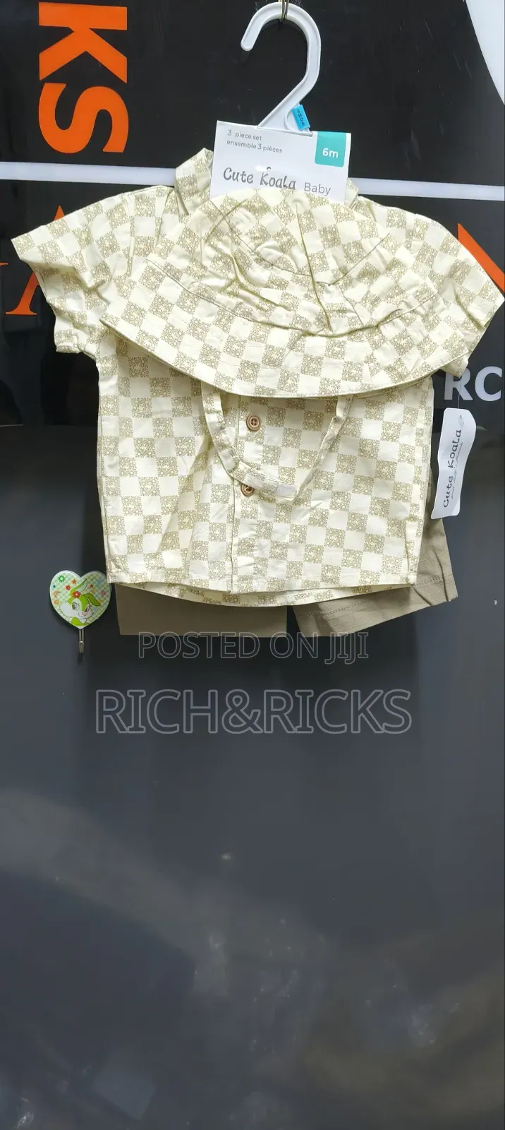 3-Piece Checkered Button-Down, Shorts Sun Hat Set