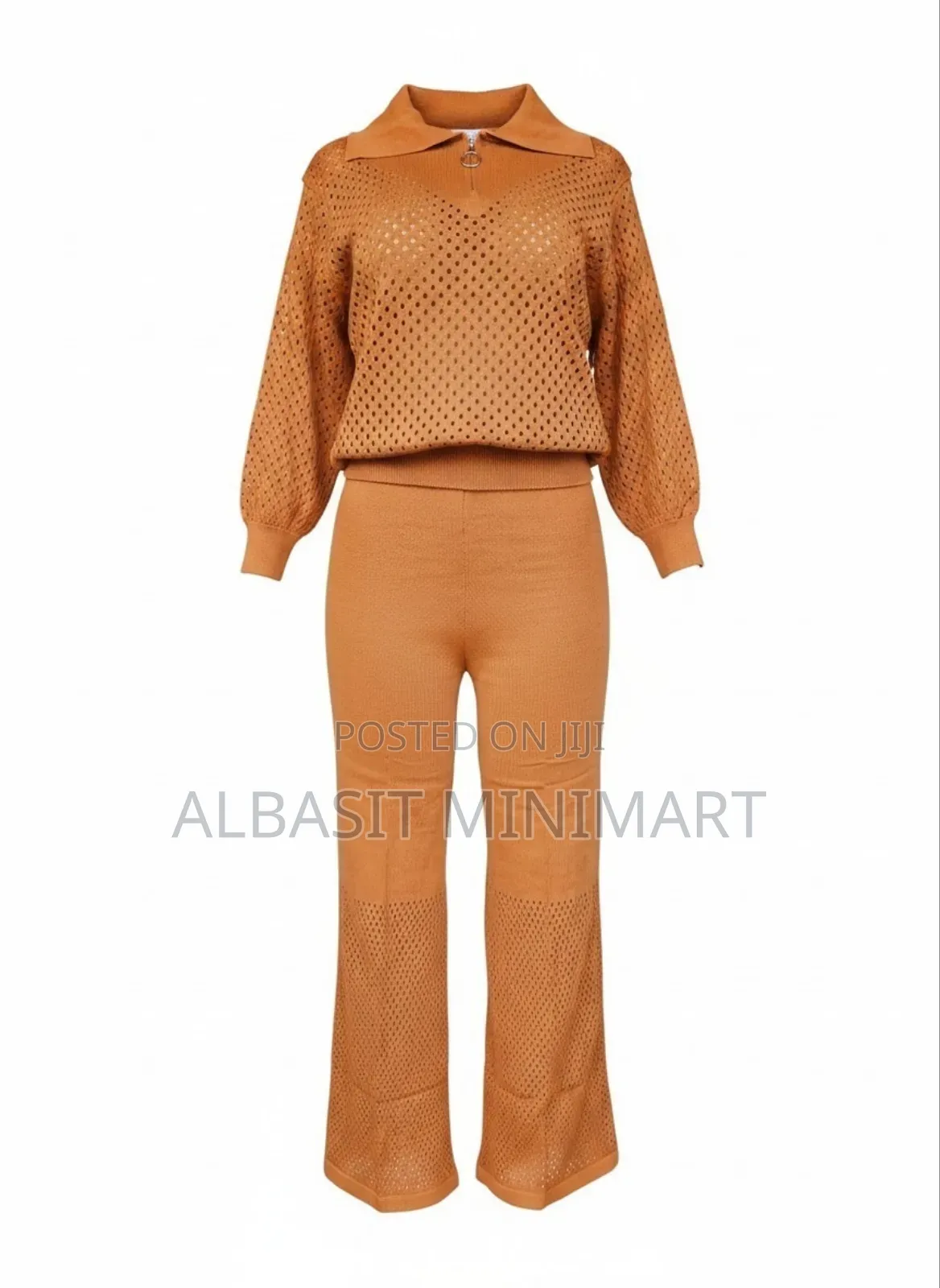 Mustard-Colored, Knitted Two-Piece Set