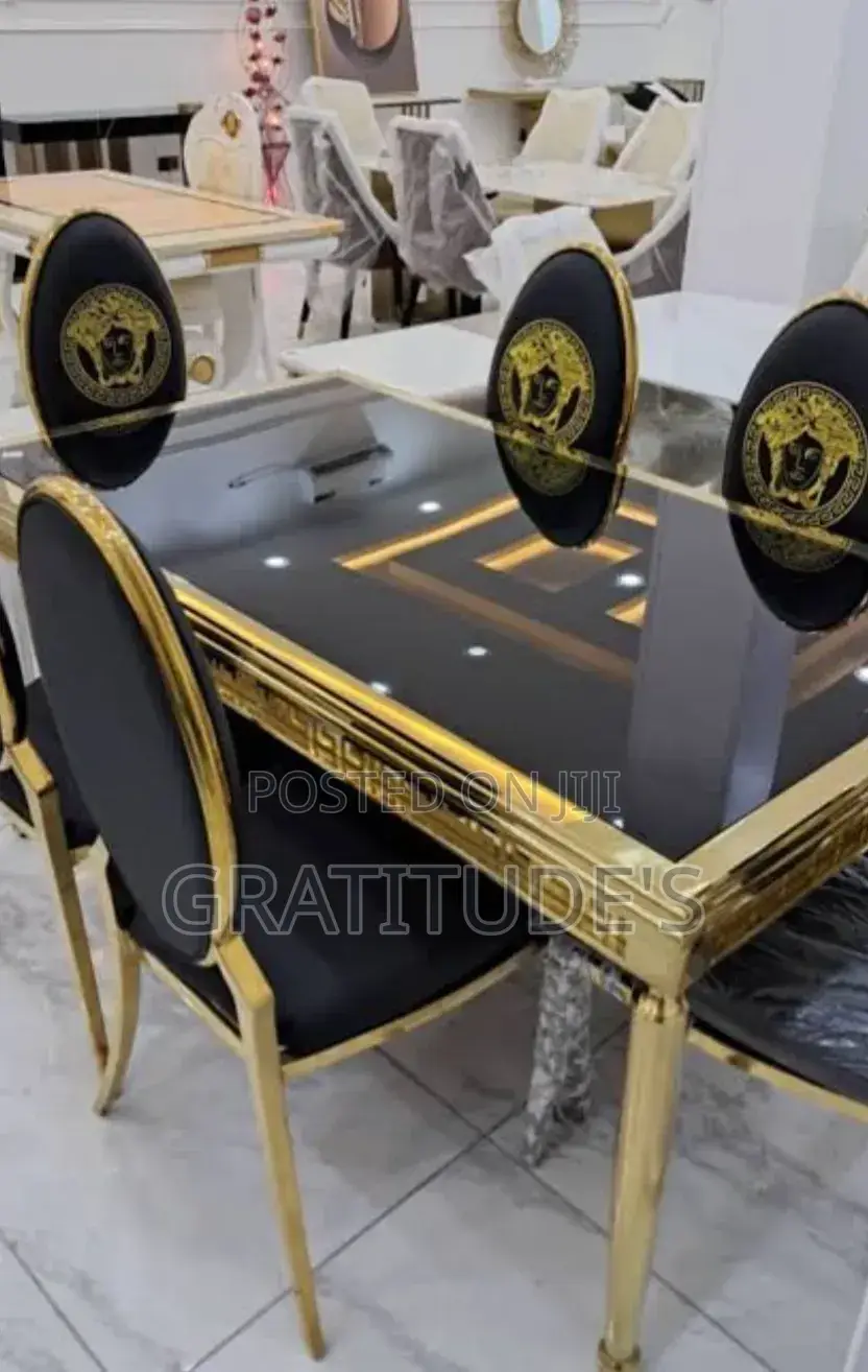 Versace Gold Dining Table Set 6 Seater