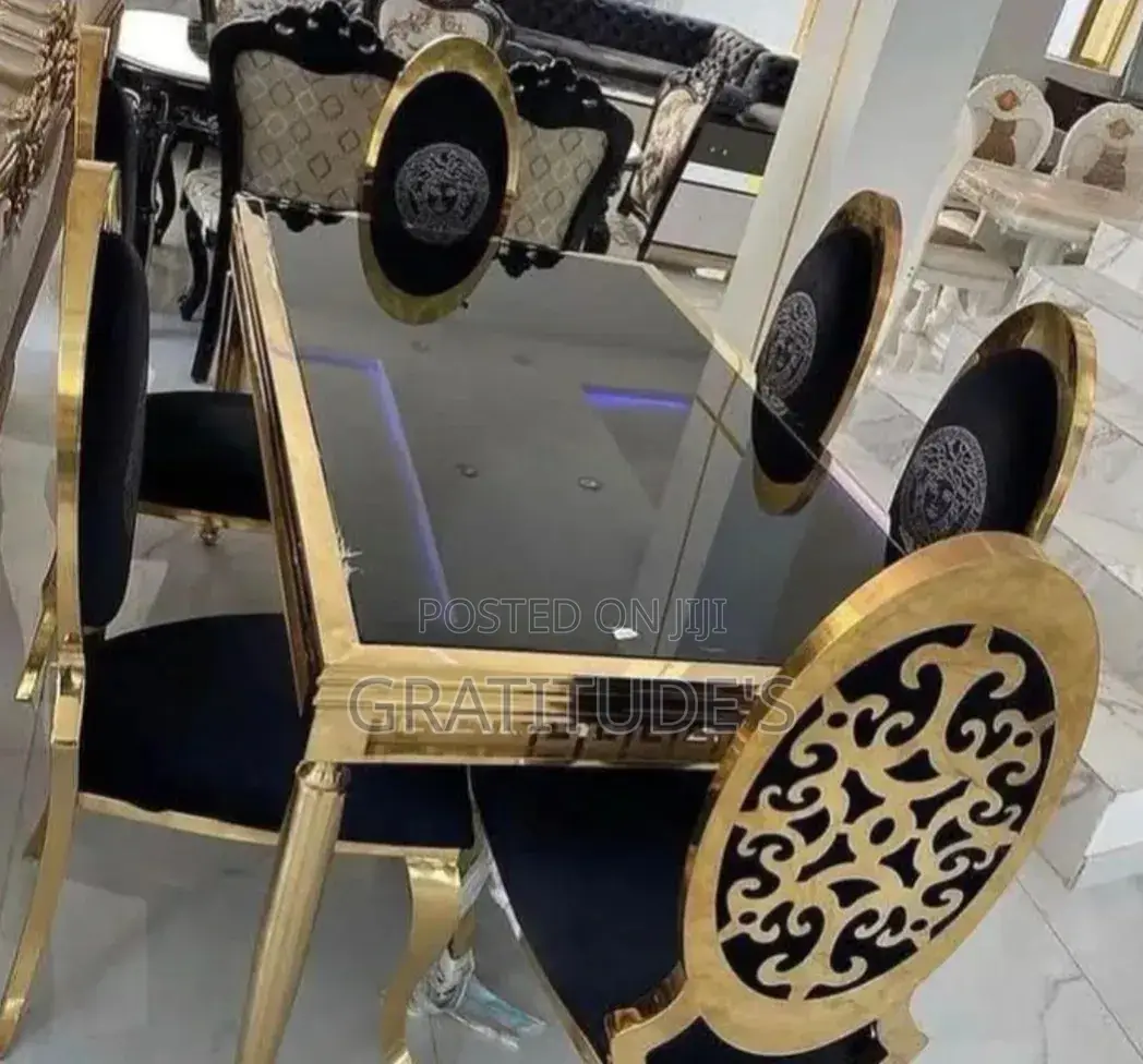 Versace Gold Dining Table Set 6 Seater