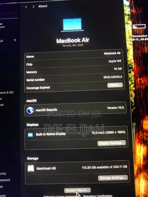 Laptop Apple MacBook Air 2025 M4 16GB Apple M4 SSD 256GB