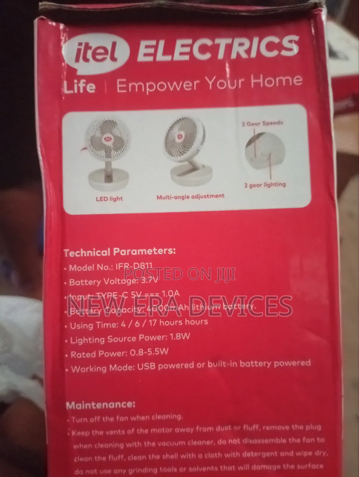 Itel Rechargeable Fan