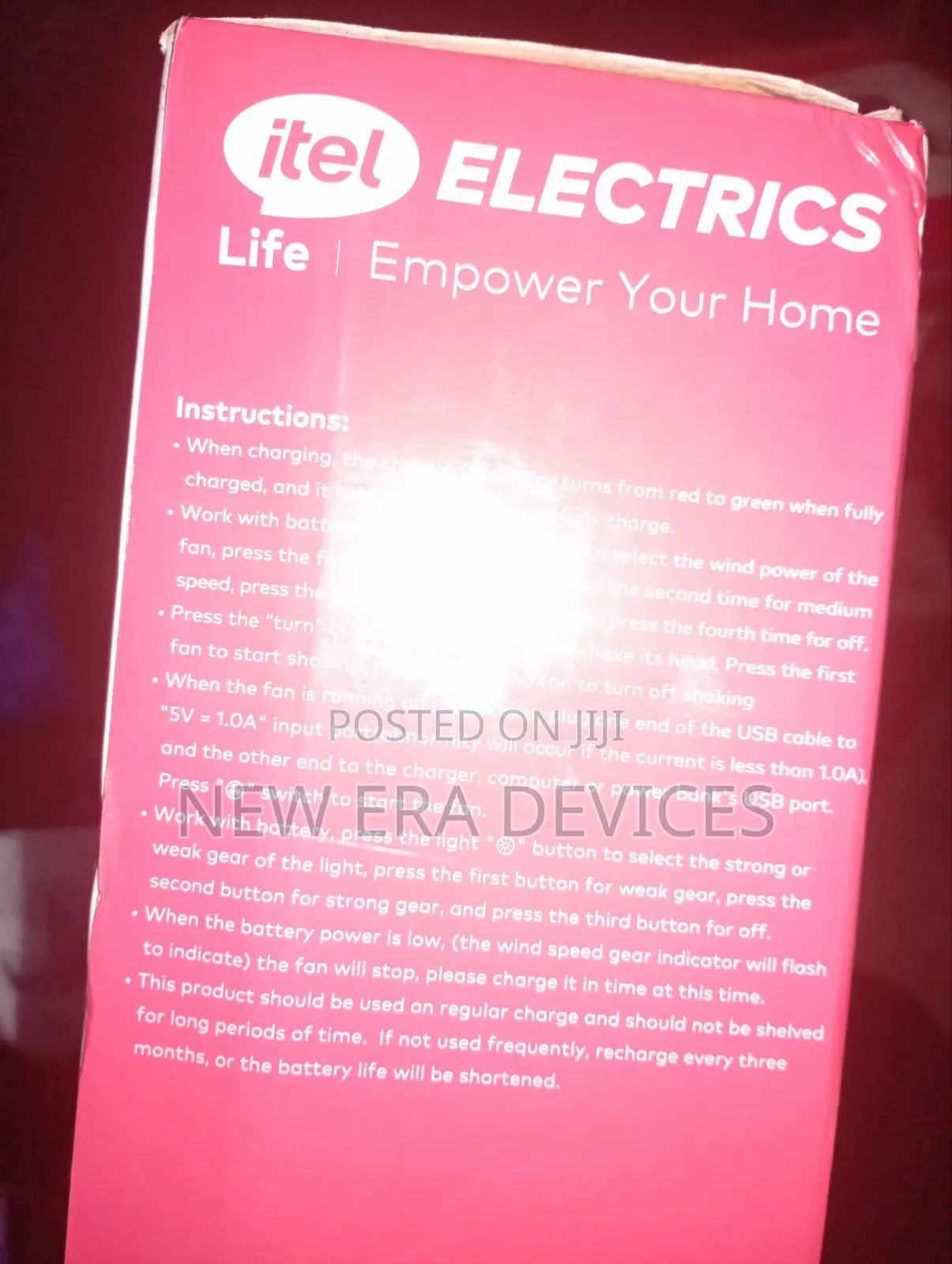 Itel Rechargeable Fan