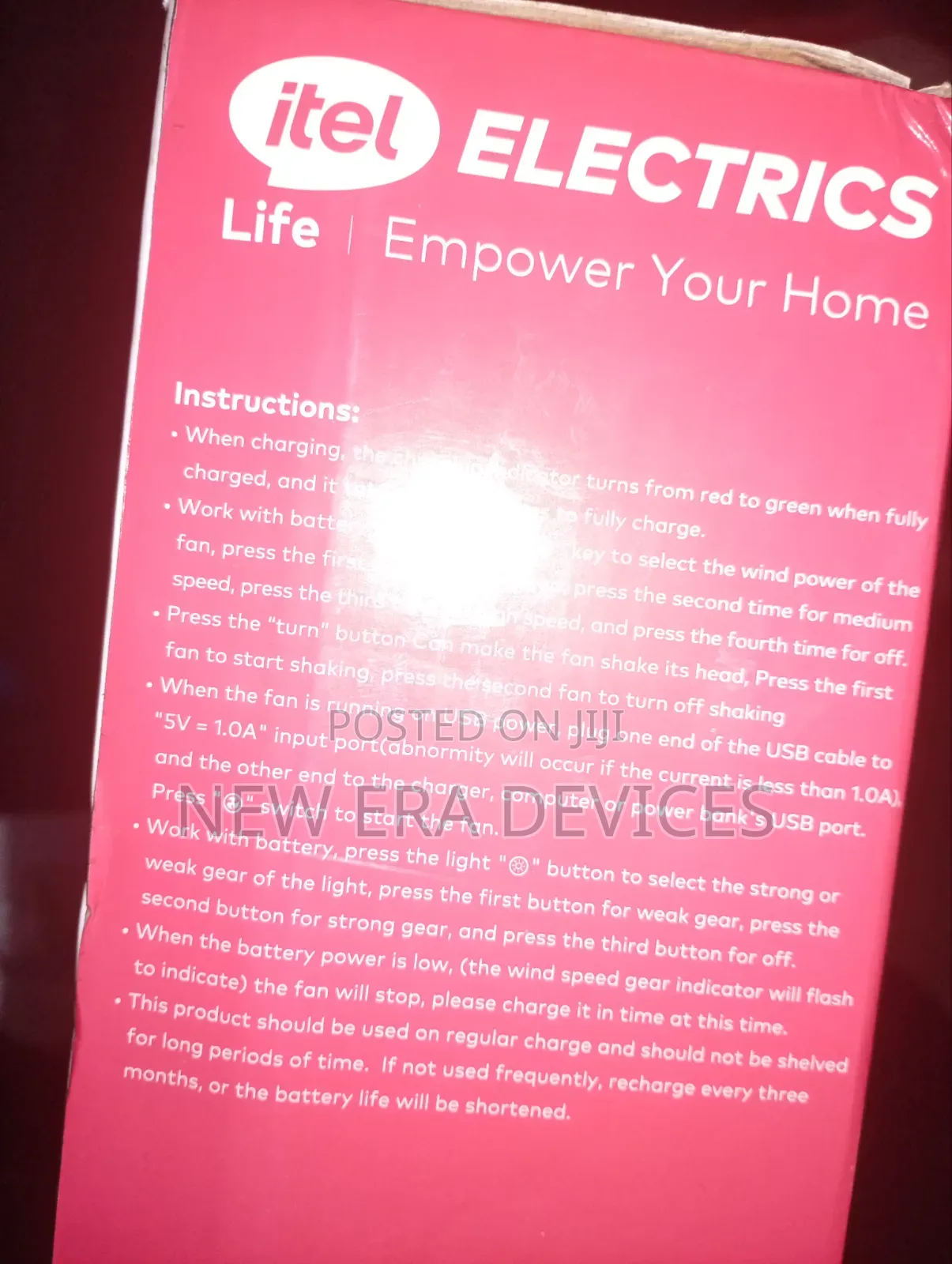 Itel Rechargeable Fan