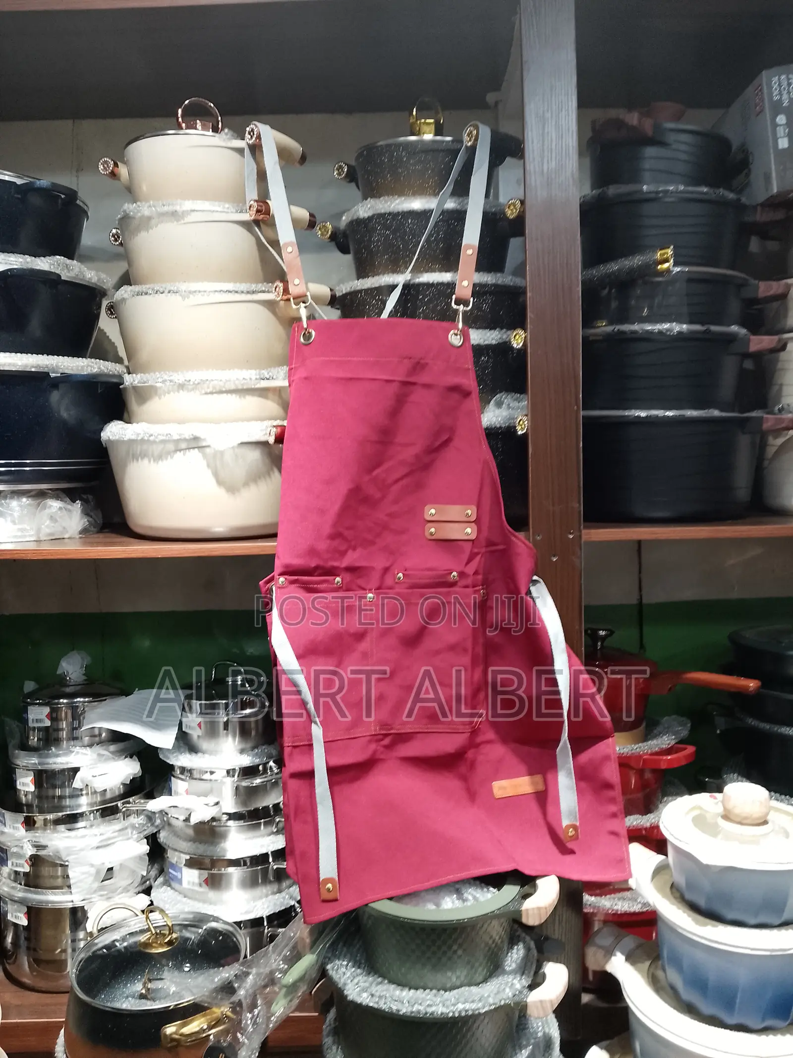 Wine Red Apron With Adjustable Straps