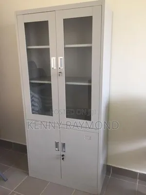2 Doors Metal Bookshelves With Glass