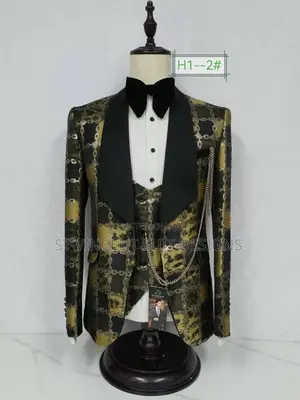 Gold With Black Lapel Ceremonial Suit