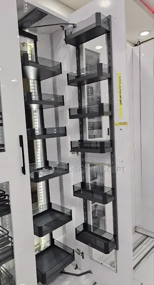Glass Kitchen Pantry Storage Unit