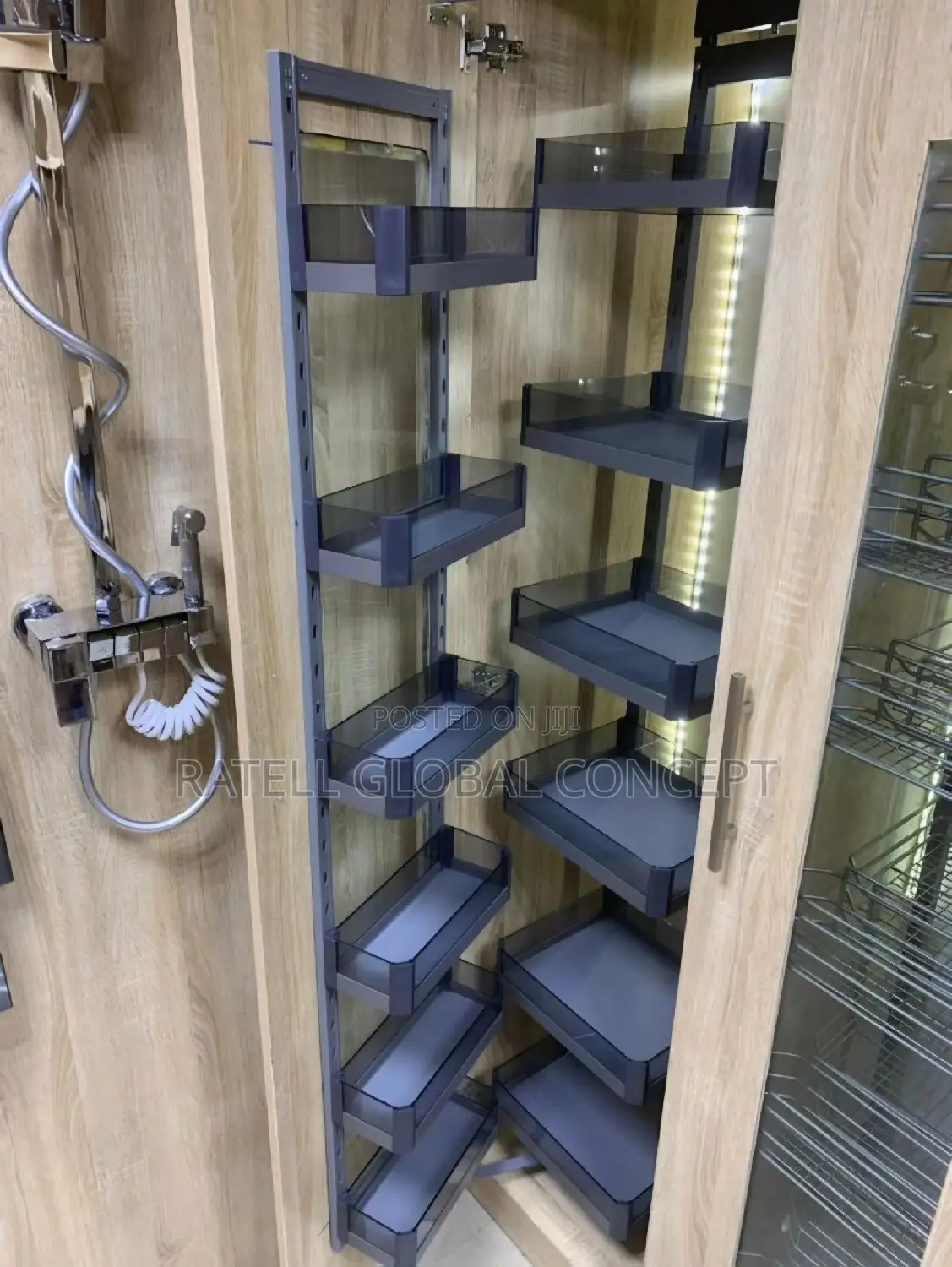 Glass Kitchen Pantry Storage Unit