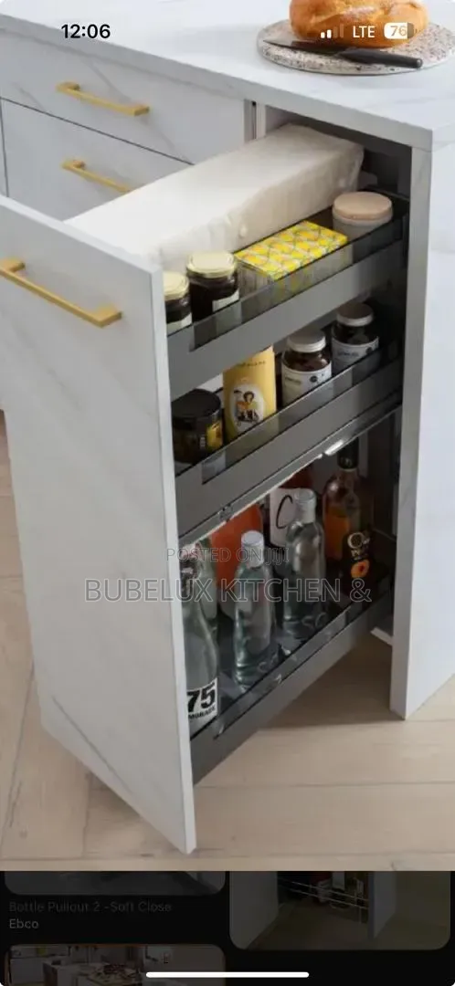 Slim Pull-Out Kitchen Cabinet Organizer|Soft-Close Spice Bottle Rack