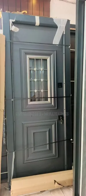Grey French Glass Security Door With Multi-Point Locking System