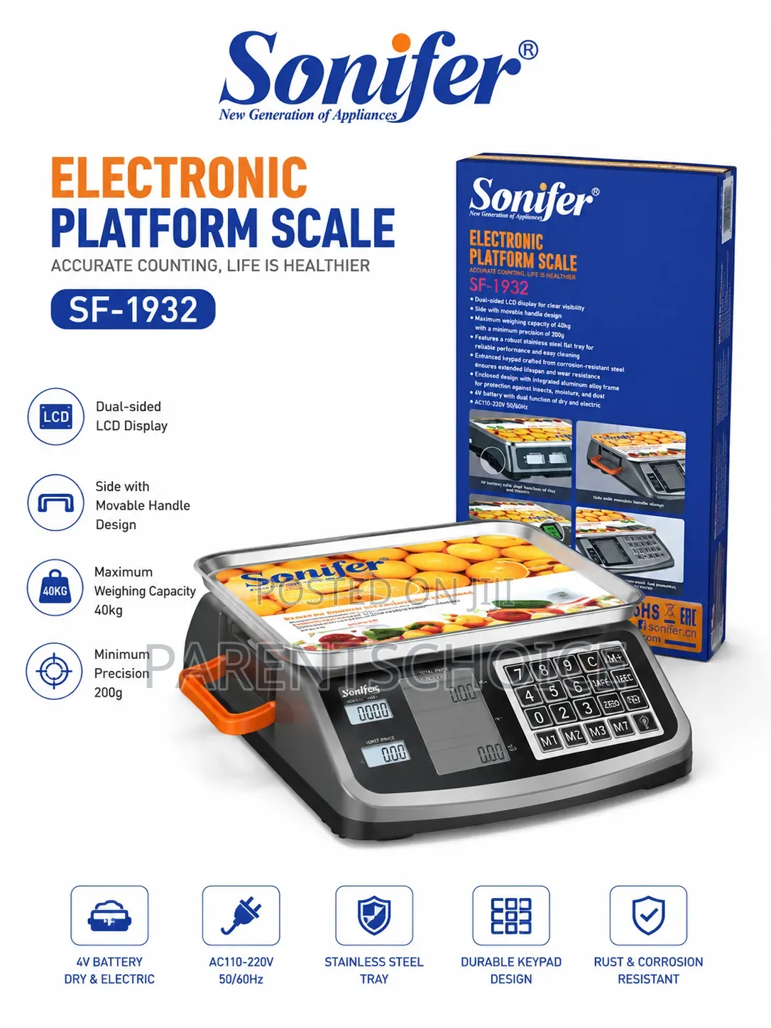 Sonifer Sf-1932 Home Kitchen Digital Kitchen Scale Max 40kgs