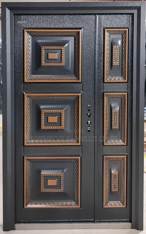 Italian Armored Cast Door With Black Copper Panel With Security Lock