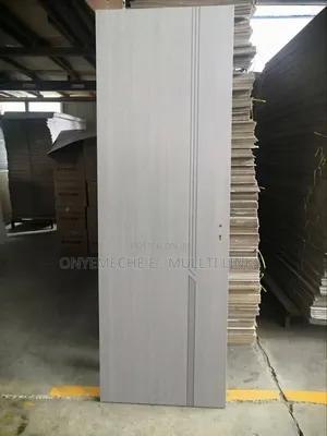 Modern Interior HDF Wood Door With a Sleek Gray Wood Grain Finish