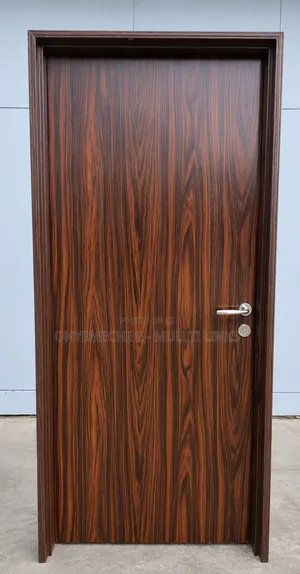 Brown Israeli Security Door With a Cherry Wood Finish