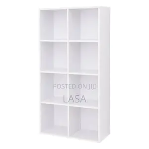 8-Shelf Wooden Bookcase - White