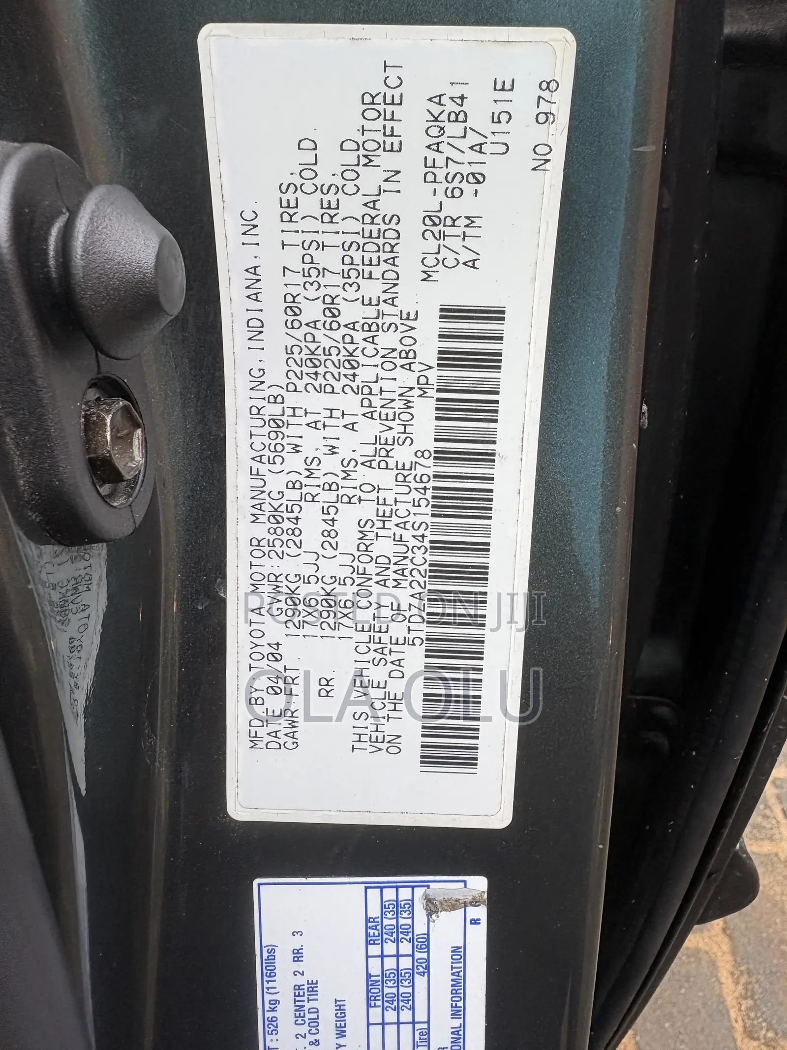 Toyota Sienna 2004 Blue