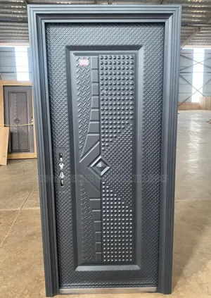 Italian Steel Security Door With Embossed Stud Pattern Metal Finish
