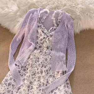 Lilac Jacket With Floral Gown Set for Women