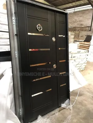 Full Steel Turkish Luxury Security Door With Horizontal Metal Accent