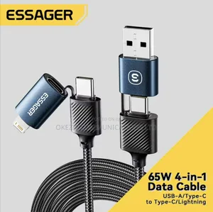 (Item: C28p) 4-in-1 Fast Charging Cable, Type C + Lightning . 1m
