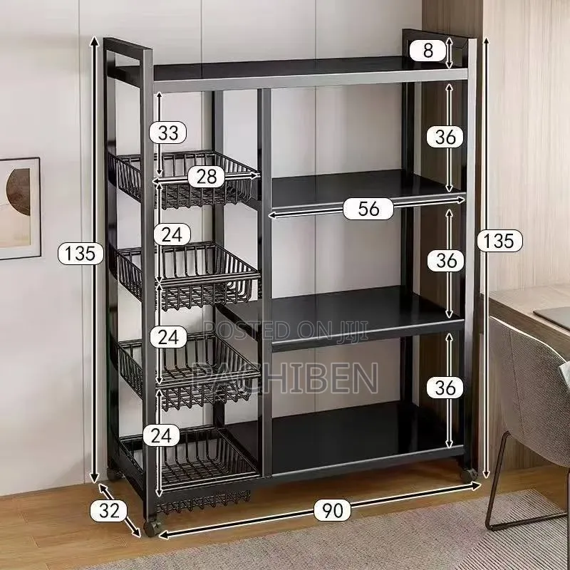 Kitchen Storage Rack With 4 Baske (90cm)