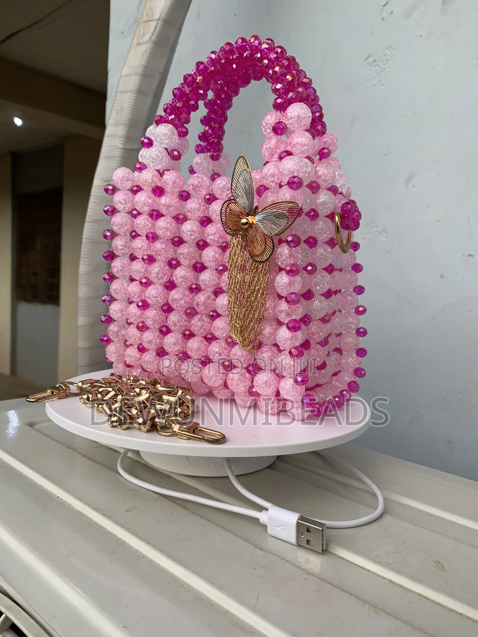 Pinky Beaded Bag