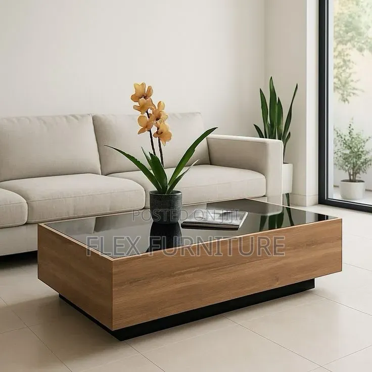 Brown Center Table With Glass