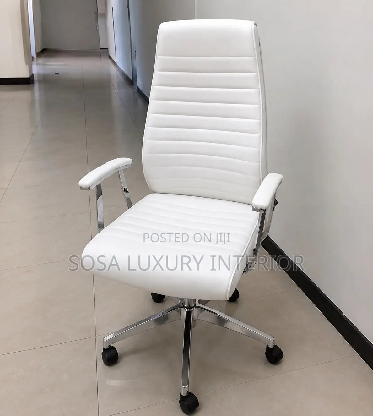 Modern White High-Back Executive Office Chair