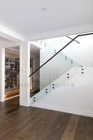 Black Matte Glass Stair Handrail | Modern Elegant Finish