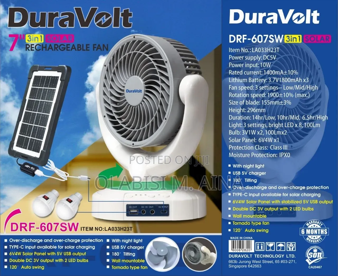Duravolt Solar Panel Fan