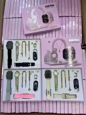 Luxury A58 Plus Smart Watch Combo Set - 2.02" Big Screen + Jewelry Set