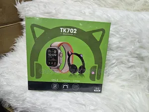 7-in-1 Tk702 Smart Watch Comboset-Watch Ultra 2+Cute Cat-Ear Headphone
