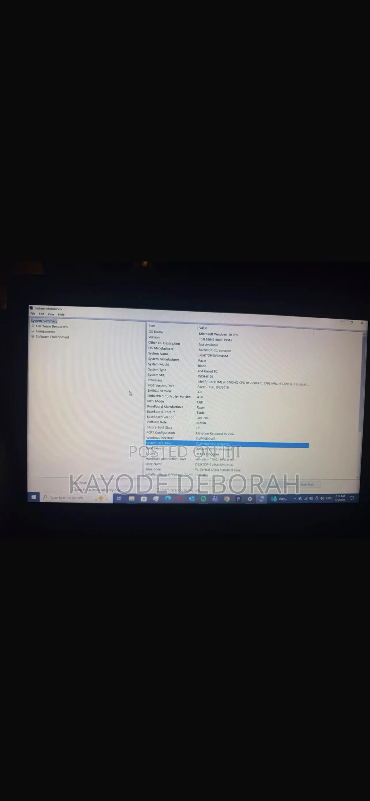 Laptop Razer Blade 16GB Intel Core i7 SSD 1T