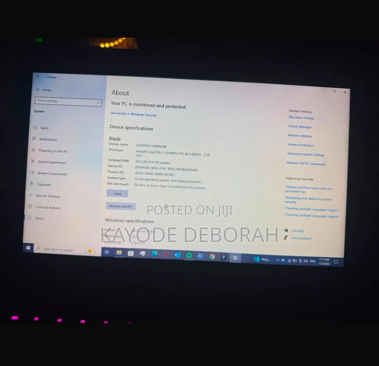 Laptop Razer Blade 16GB Intel Core i7 SSD 1T