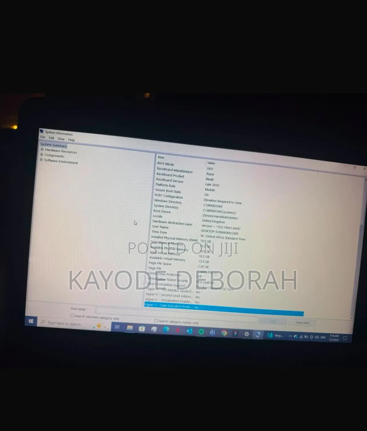 Laptop Razer Blade 16GB Intel Core i7 SSD 1T