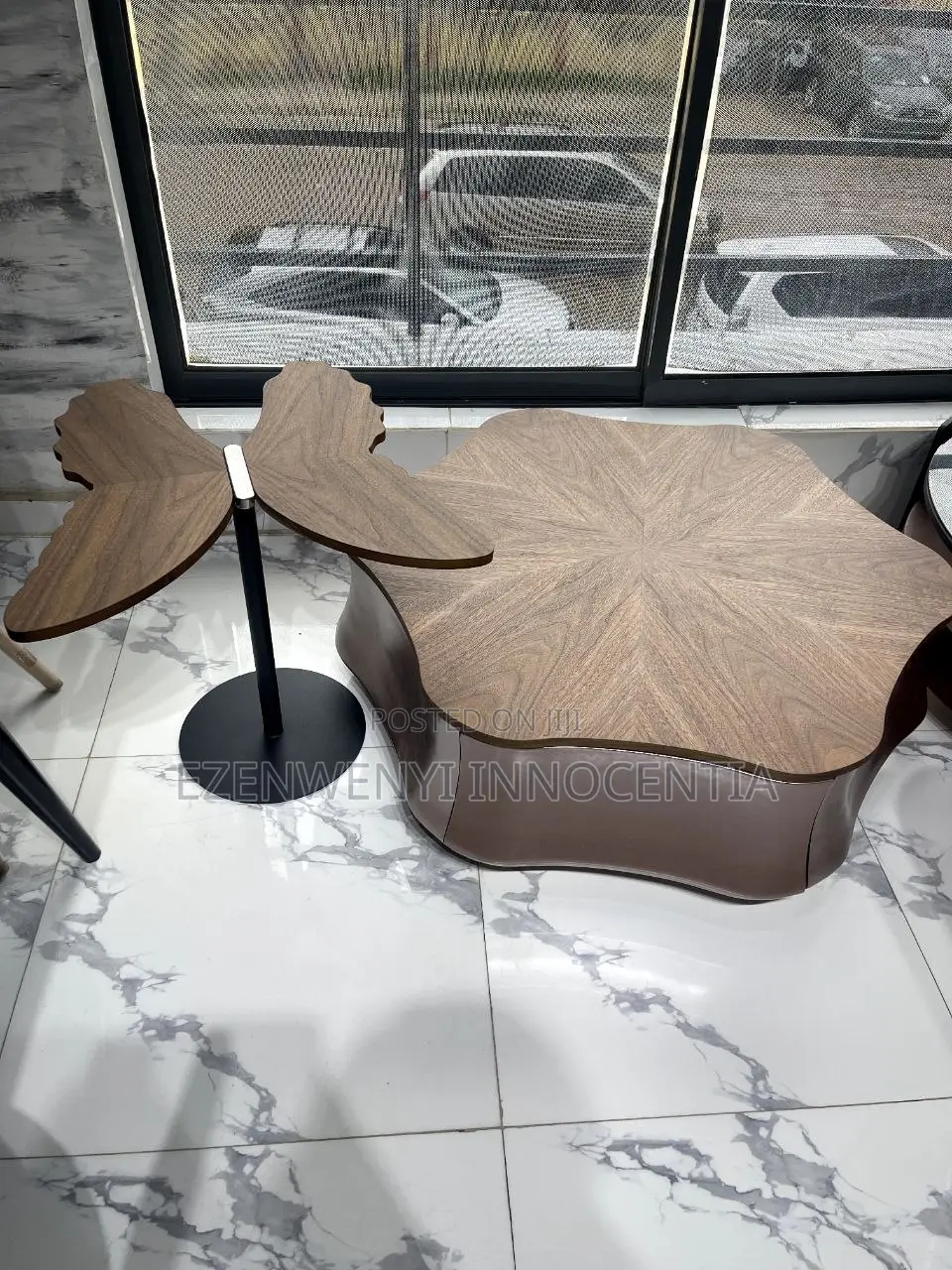 Wooden Crafted Center Table and a Side Table