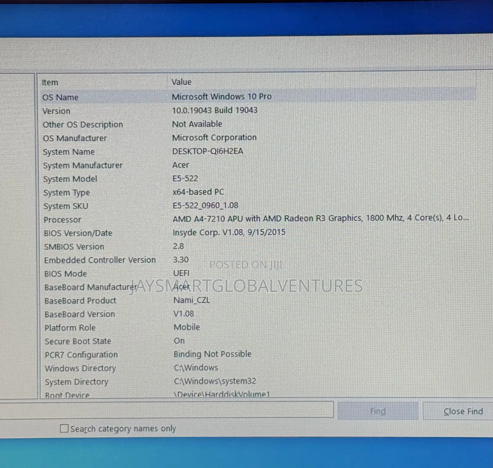 Laptop Acer Aspire E5-522 8GB AMD A4 HDD 750GB