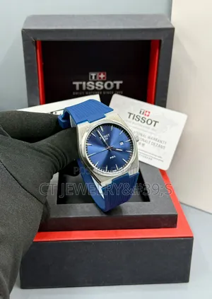 Original Tissot PRX Wristwatch, Matching Blue Black Etc Rubber Strap.