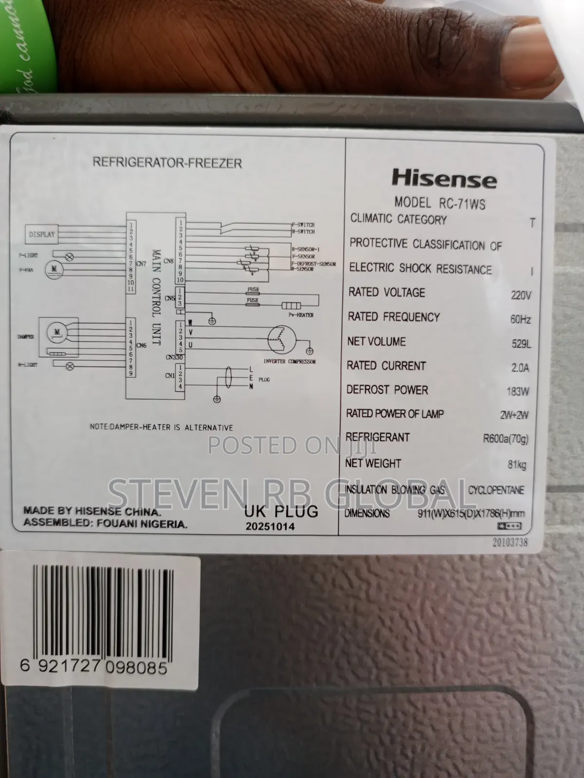 Hisense 529l Side-by-Side Refrigerator | Ref 71ws-Rc (Gray)