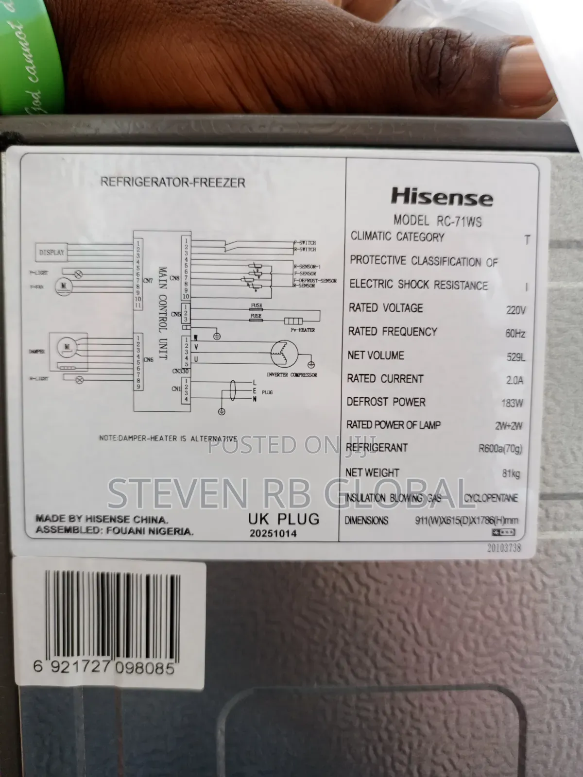 Hisense 529l Side-by-Side Refrigerator | Ref 71ws-Rc (Gray)